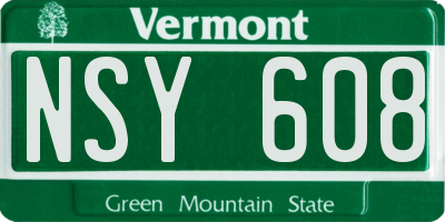 VT license plate NSY608