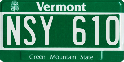 VT license plate NSY610