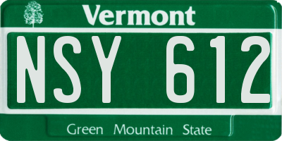 VT license plate NSY612