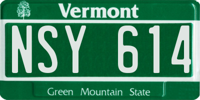 VT license plate NSY614