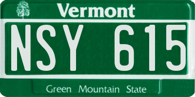 VT license plate NSY615