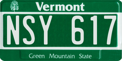 VT license plate NSY617