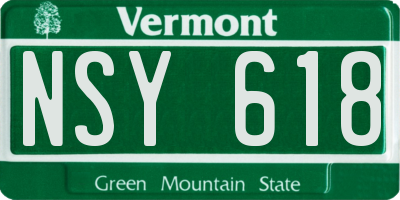 VT license plate NSY618