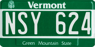VT license plate NSY624