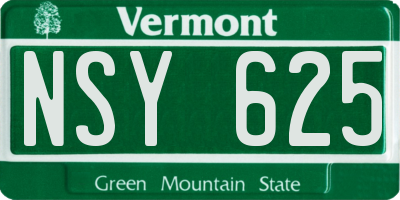 VT license plate NSY625