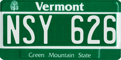 VT license plate NSY626