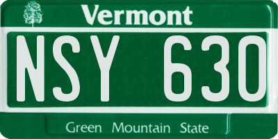 VT license plate NSY630