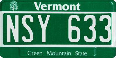 VT license plate NSY633
