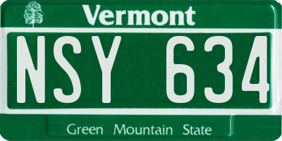 VT license plate NSY634