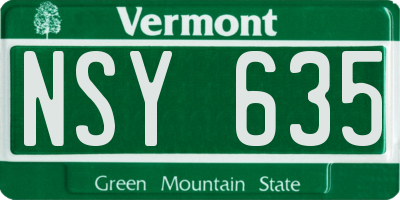 VT license plate NSY635