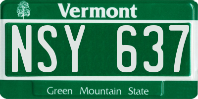 VT license plate NSY637