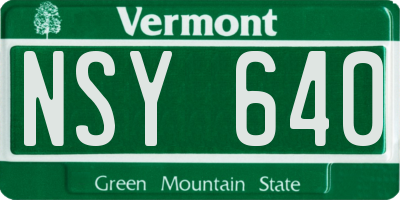 VT license plate NSY640