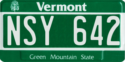 VT license plate NSY642