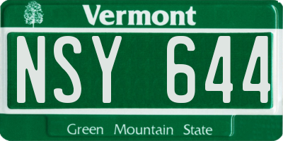 VT license plate NSY644