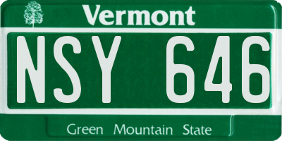 VT license plate NSY646