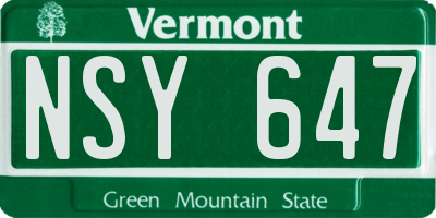 VT license plate NSY647