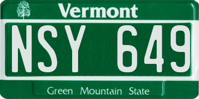 VT license plate NSY649