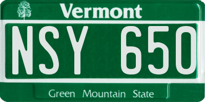VT license plate NSY650
