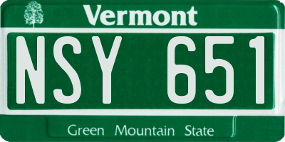 VT license plate NSY651