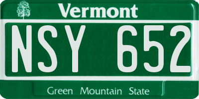 VT license plate NSY652