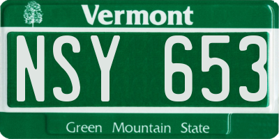 VT license plate NSY653