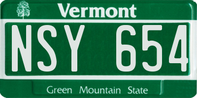 VT license plate NSY654