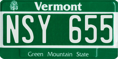 VT license plate NSY655