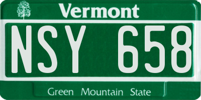 VT license plate NSY658