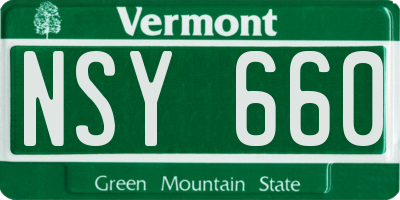 VT license plate NSY660
