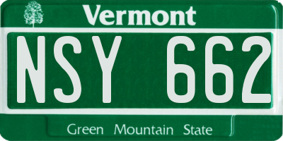 VT license plate NSY662