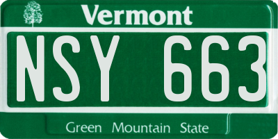 VT license plate NSY663