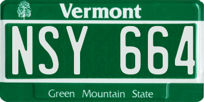VT license plate NSY664