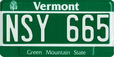 VT license plate NSY665