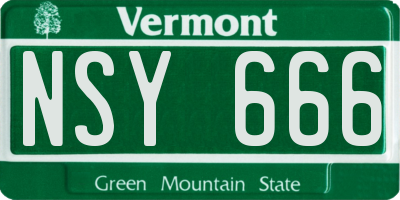 VT license plate NSY666