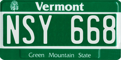 VT license plate NSY668