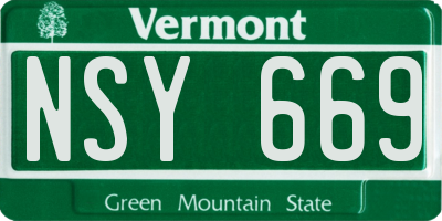 VT license plate NSY669