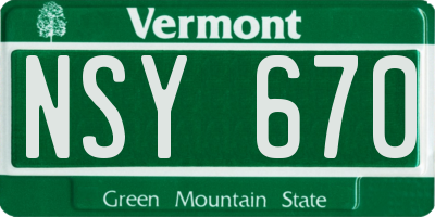 VT license plate NSY670