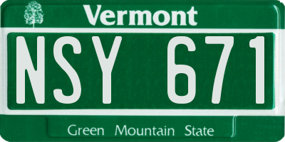 VT license plate NSY671