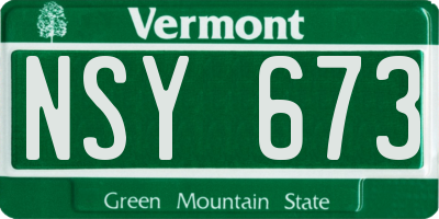 VT license plate NSY673