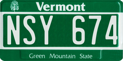 VT license plate NSY674