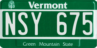 VT license plate NSY675