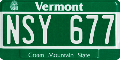 VT license plate NSY677