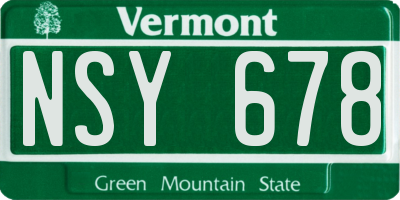 VT license plate NSY678