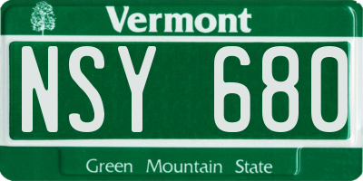 VT license plate NSY680