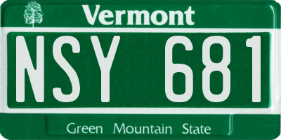 VT license plate NSY681