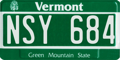VT license plate NSY684