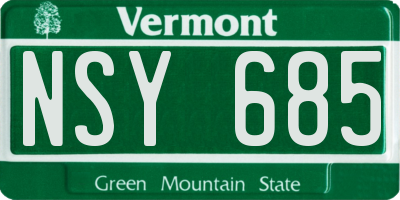 VT license plate NSY685