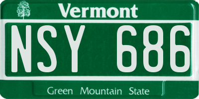 VT license plate NSY686