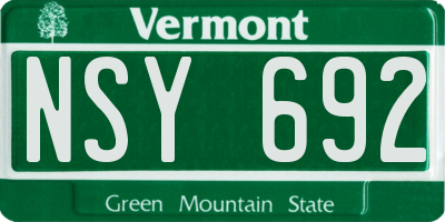 VT license plate NSY692