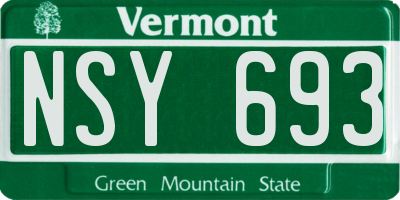 VT license plate NSY693